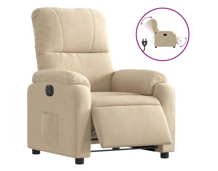 Sonata H Електрически реклайнер стол, кремав, микрофибърен текстил