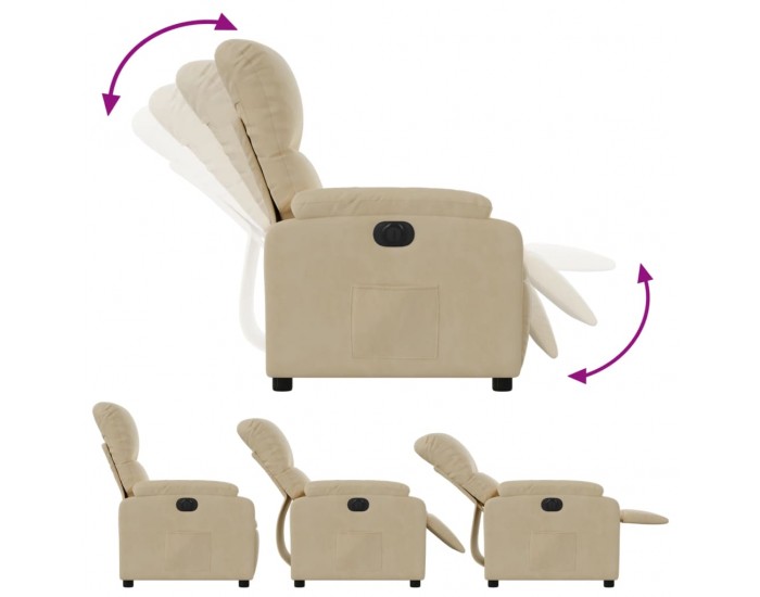 Sonata H Електрически реклайнер стол, кремав, микрофибърен текстил