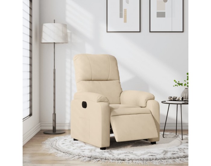 Sonata H Електрически реклайнер стол, кремав, микрофибърен текстил