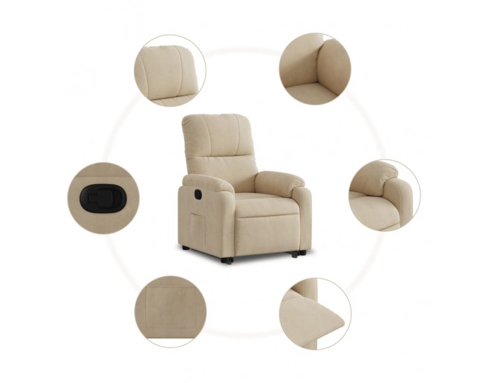 Sonata H Изправящ реклайнер стол, кремав, микрофибърен текстил