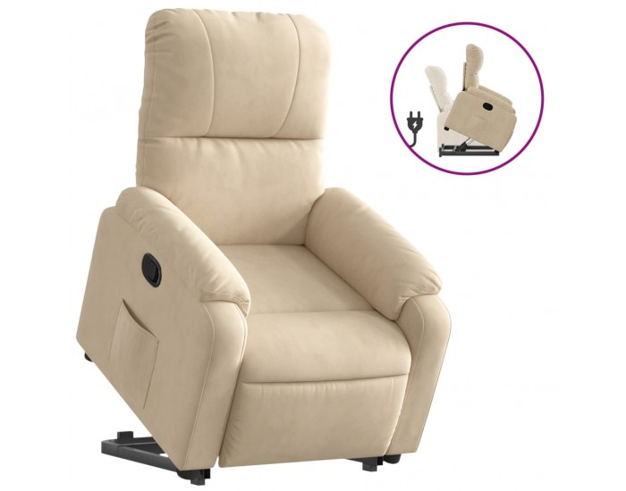 Sonata H Изправящ реклайнер стол, кремав, микрофибърен текстил