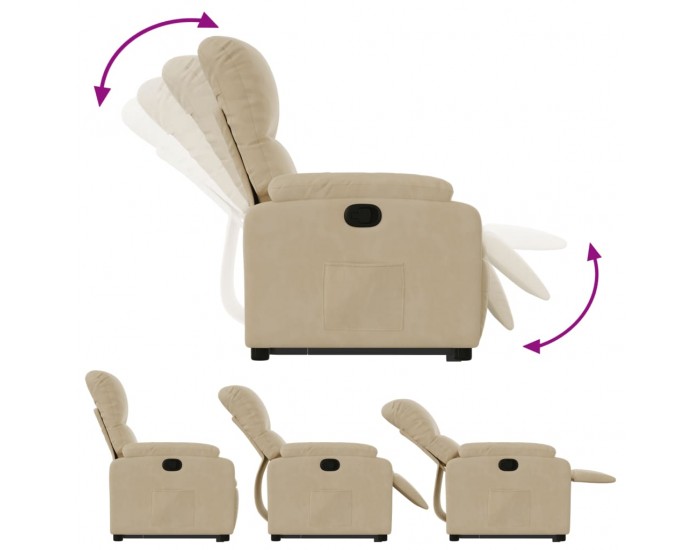 Sonata H Изправящ реклайнер стол, кремав, микрофибърен текстил