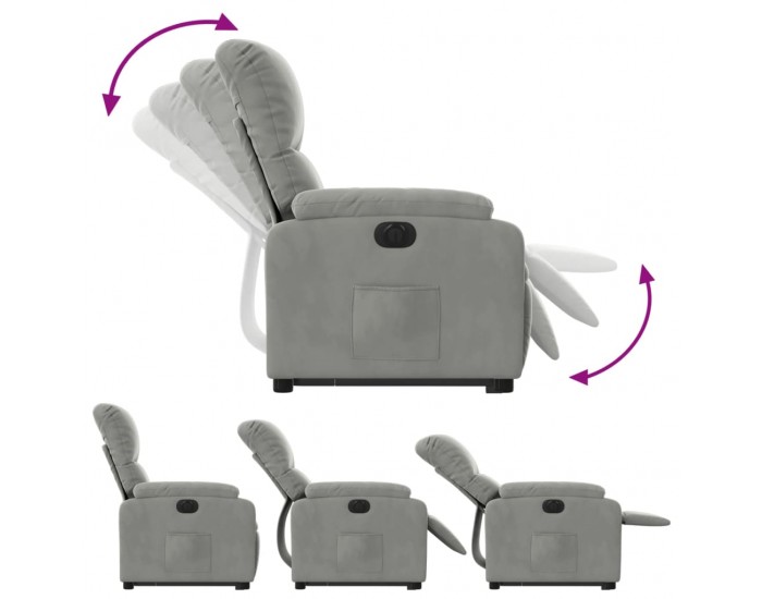 Sonata H Електрически изправящ реклайнер светлосив микрофибърен текстил