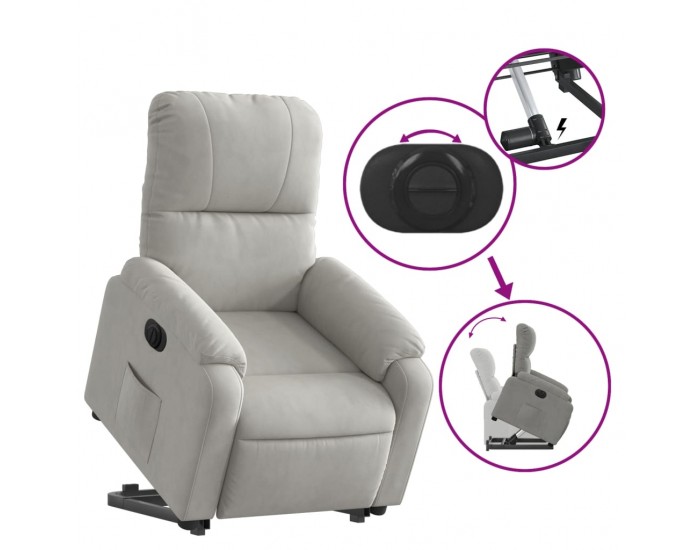 Sonata H Електрически изправящ реклайнер светлосив микрофибърен текстил