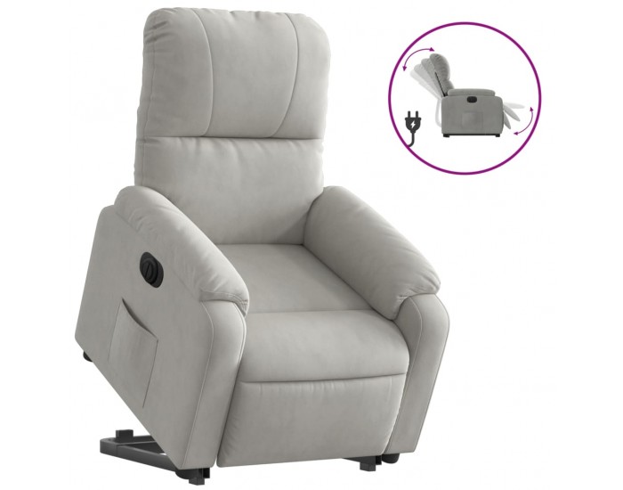 Sonata H Електрически изправящ реклайнер светлосив микрофибърен текстил