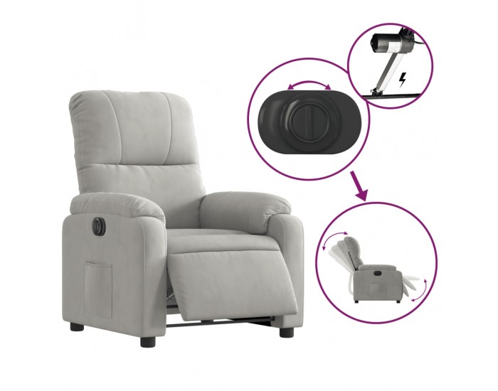 Sonata H Електрически изправящ реклайнер светлосив микрофибърен текстил
