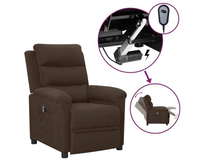 Sonata H Електрически реклайнер стол, тъмнокафяв, текстил