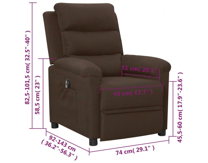 Sonata H Електрически реклайнер стол, тъмнокафяв, текстил