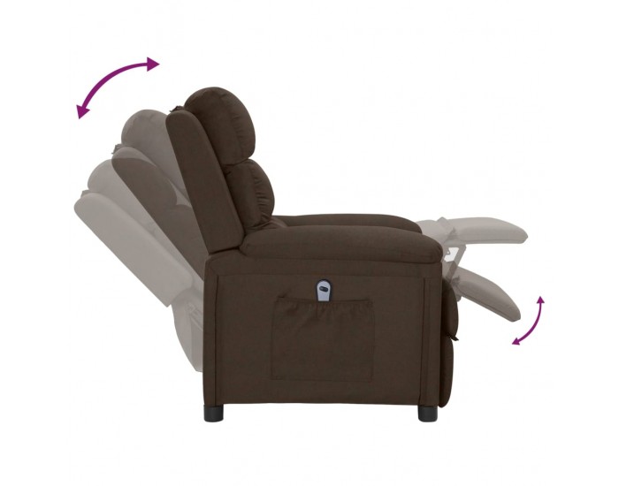 Sonata H Електрически реклайнер стол, тъмнокафяв, текстил