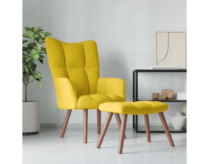 Sonata H Релакс стол с табуретка, горчица жълто, кадифе