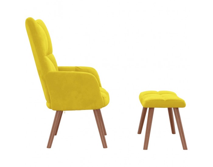 Sonata H Релакс стол с табуретка, горчица жълто, кадифе