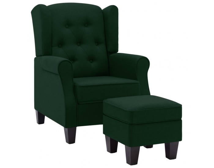 Sonata H Фотьойл с табуретка за крака, тъмнозелен, текстил