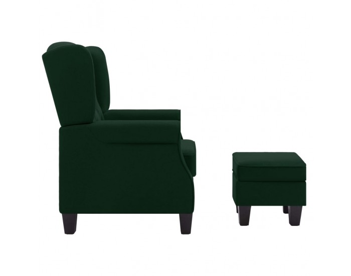 Sonata H Фотьойл с табуретка за крака, тъмнозелен, текстил