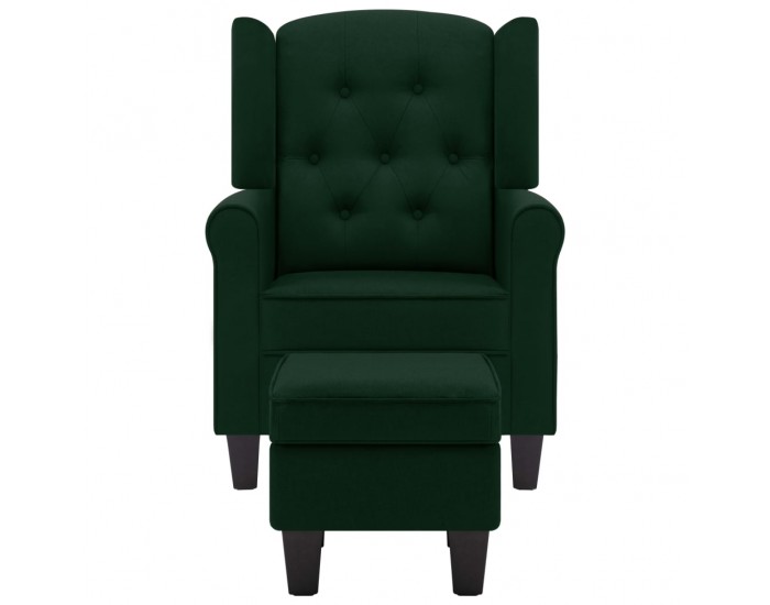 Sonata H Фотьойл с табуретка за крака, тъмнозелен, текстил