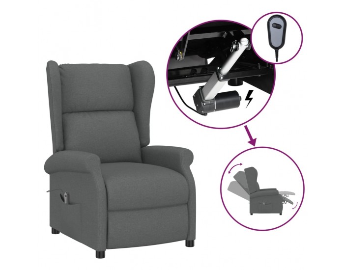 Sonata H Wingback електрически реклайнер стол, тъмносив, текстил