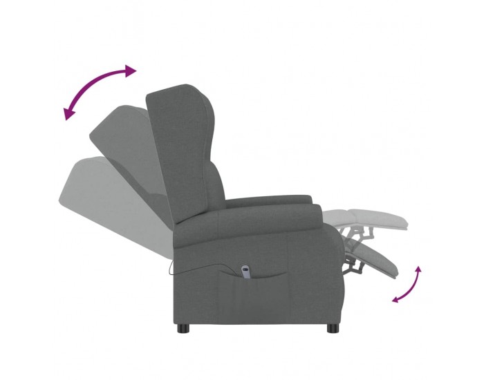 Sonata H Wingback електрически реклайнер стол, тъмносив, текстил