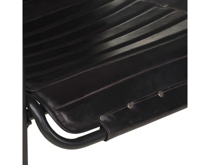 Sonata H Фотьойл за релакс с поставка за крака, черен, естествена кожа