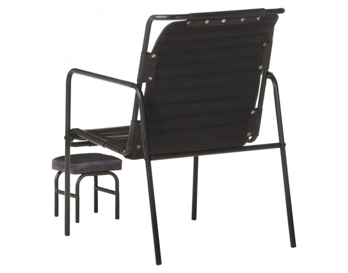 Sonata H Фотьойл за релакс с поставка за крака, черен, естествена кожа