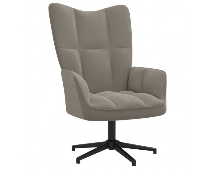 Sonata H Релаксиращ стол с табуретка, светлосив, кадифе