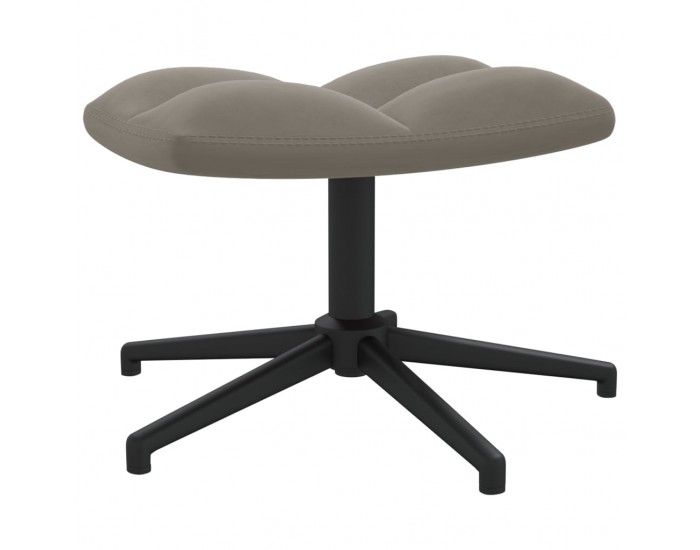 Sonata H Релаксиращ стол с табуретка, светлосив, кадифе