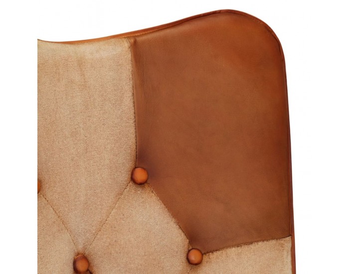 Sonata H Wingback стол, кафяво и кремаво, естествена кожа