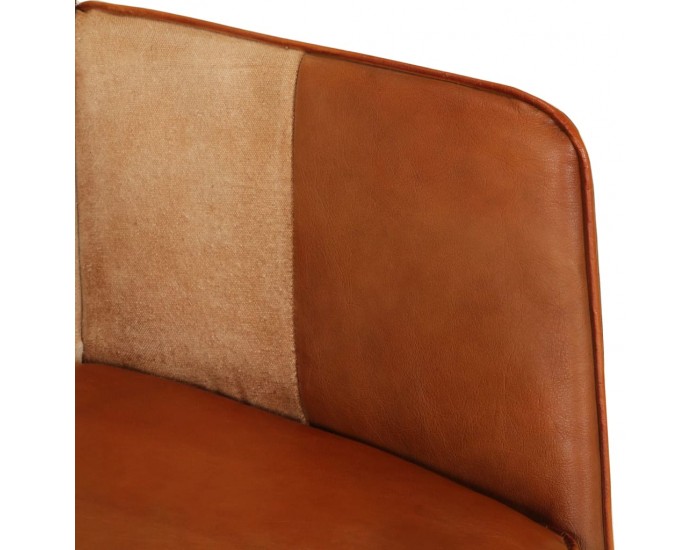 Sonata H Wingback стол, кафяво и кремаво, естествена кожа