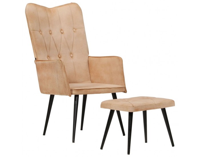 Sonata H Wingback стол с табуретка, кремав, канава Sonata H Wingback стол с табуретка, кремав, канава