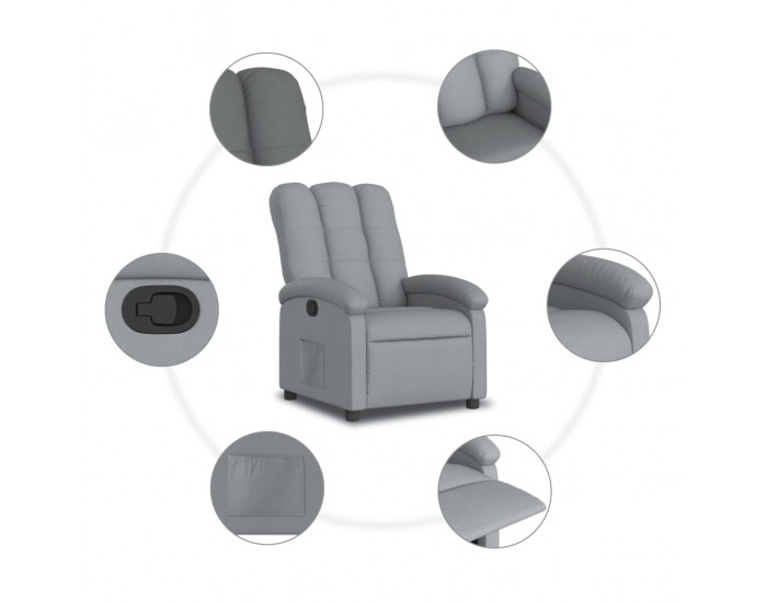 Sonata H Реклайнер стол, светлосив, текстил