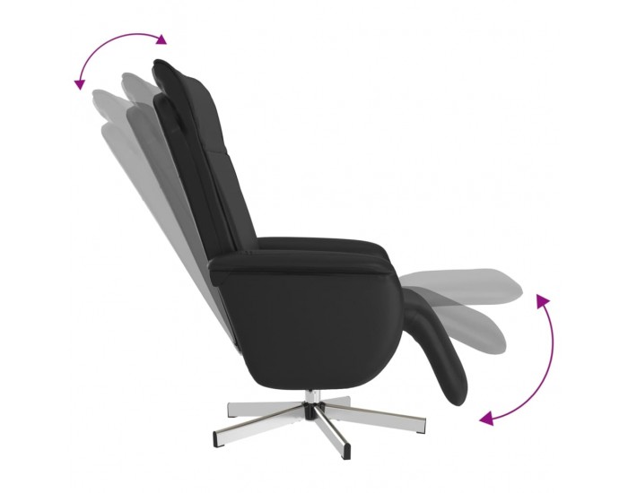 Sonata H Масажен реклайнер стол с опора за крака, черен, изкуствена кожа