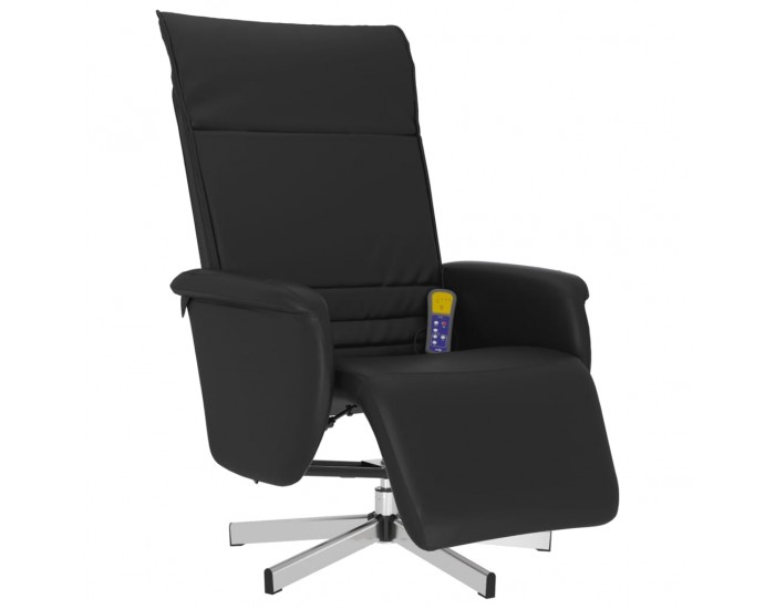 Sonata H Масажен реклайнер стол с опора за крака, черен, изкуствена кожа