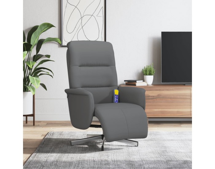 Sonata H Масажен реклайнер стол с поставка за крака, тъмносив, текстил