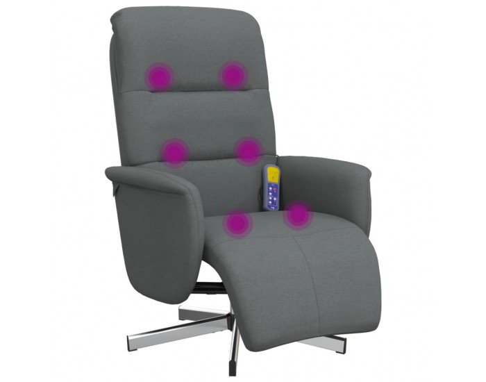 Sonata H Масажен реклайнер стол с поставка за крака, тъмносив, текстил