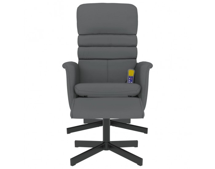 Sonata H Масажен реклайнер стол с табуретка, сив, изкуствена кожа