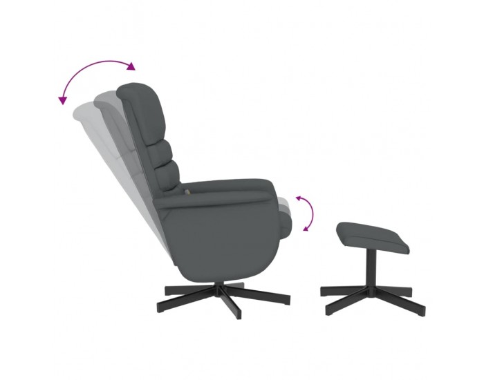 Sonata H Масажен реклайнер стол с табуретка, сив, изкуствена кожа