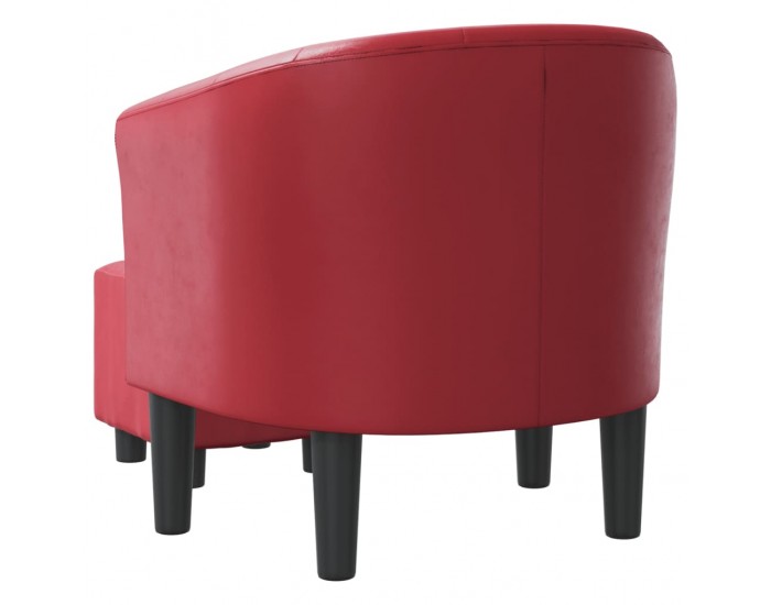 Sonata H Фотьойл с табуретка за крака, виненочервен, изкуствена кожа