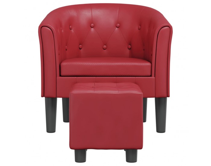 Sonata H Фотьойл с табуретка за крака, виненочервен, изкуствена кожа