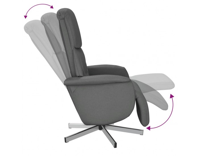 Sonata H Реклайнер стол с поставка за крака, тъмносив, плат