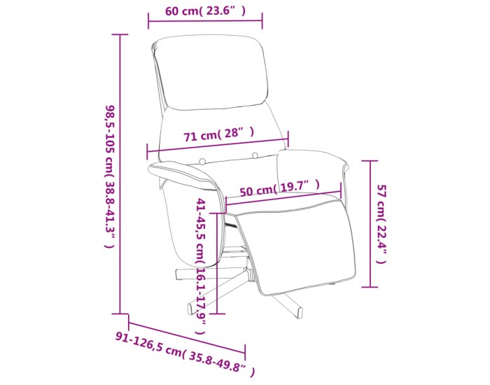 Sonata H Реклайнер стол с поставка за крака, тъмносив, плат