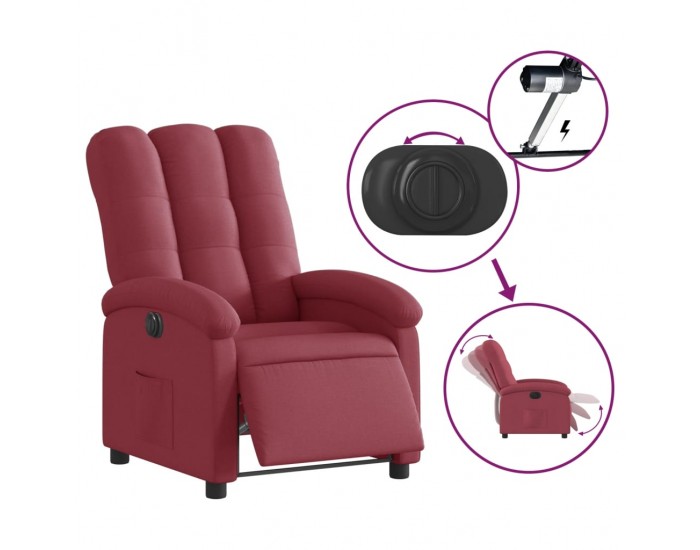 Sonata H Електрически стол реклайнер, виненочервен, текстил