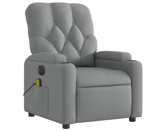 Sonata H Електрически масажен реклайнер стол, светлосив, текстил