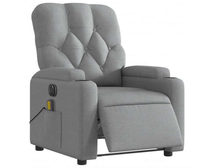 Sonata H Електрически масажен реклайнер стол, светлосив, текстил