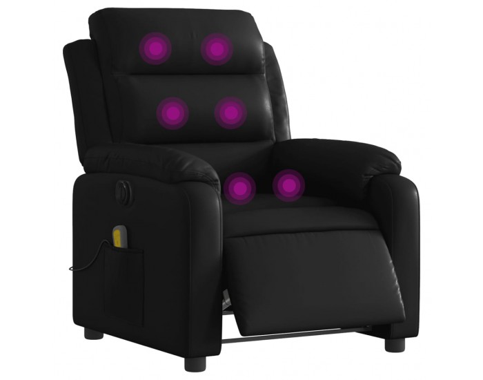 Sonata H Електрически масажен реклайнер стол, черен, изкуствена кожа