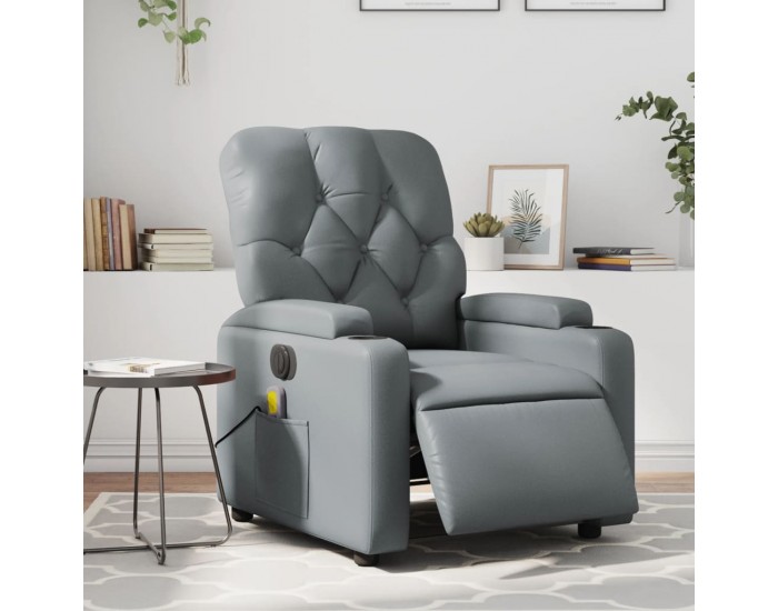 Sonata H Електрически масажен реклайнер стол, сив, изкуствена кожа