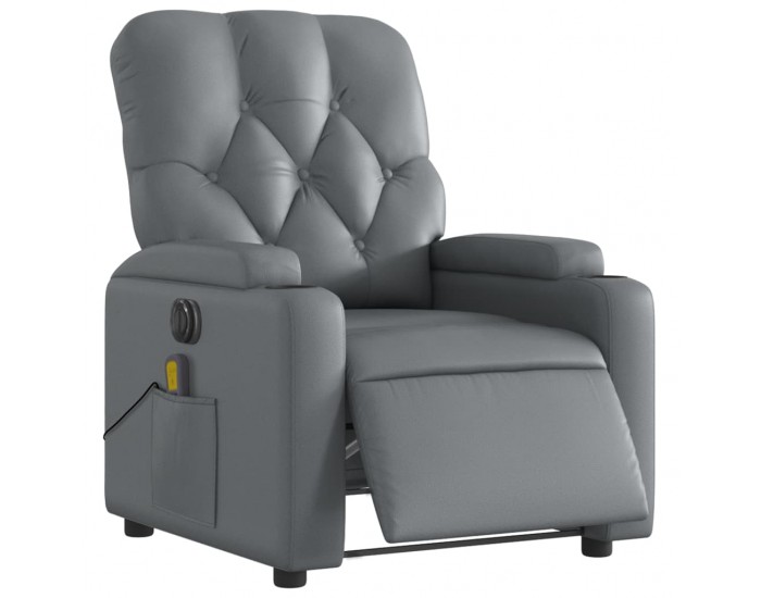 Sonata H Електрически масажен реклайнер стол, сив, изкуствена кожа