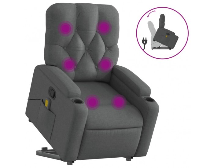 Sonata H Изправящ масажен реклайнер стол,тъмносив, текстил