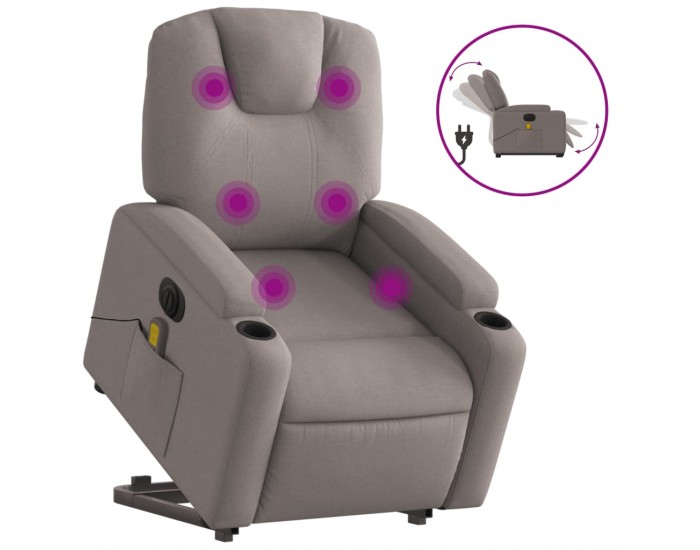 Sonata H Електрически изправящ масажен реклайнер стол таупе текстил