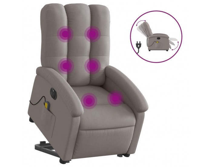 Sonata H Електрически изправящ масажен реклайнер стол таупе текстил