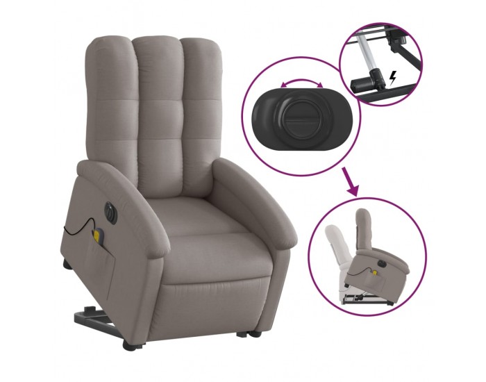 Sonata H Електрически изправящ масажен реклайнер стол таупе текстил