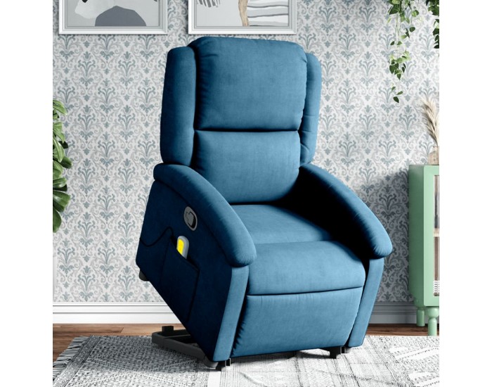 Sonata H Изправящ масажен реклайнер стол, син, кадифе