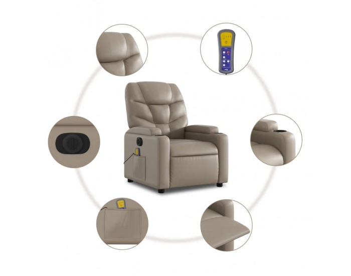 Sonata H Електрически изправящ масажен реклайнер, капучино, еко кожа